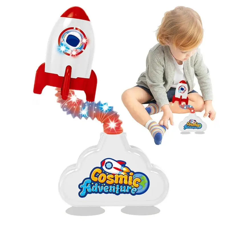 Stretch Popping Tube Toy Rocket Suction Cup Telescopic Toy For Stress Relief Novelty And Fun Rocket Design Telescopic Action