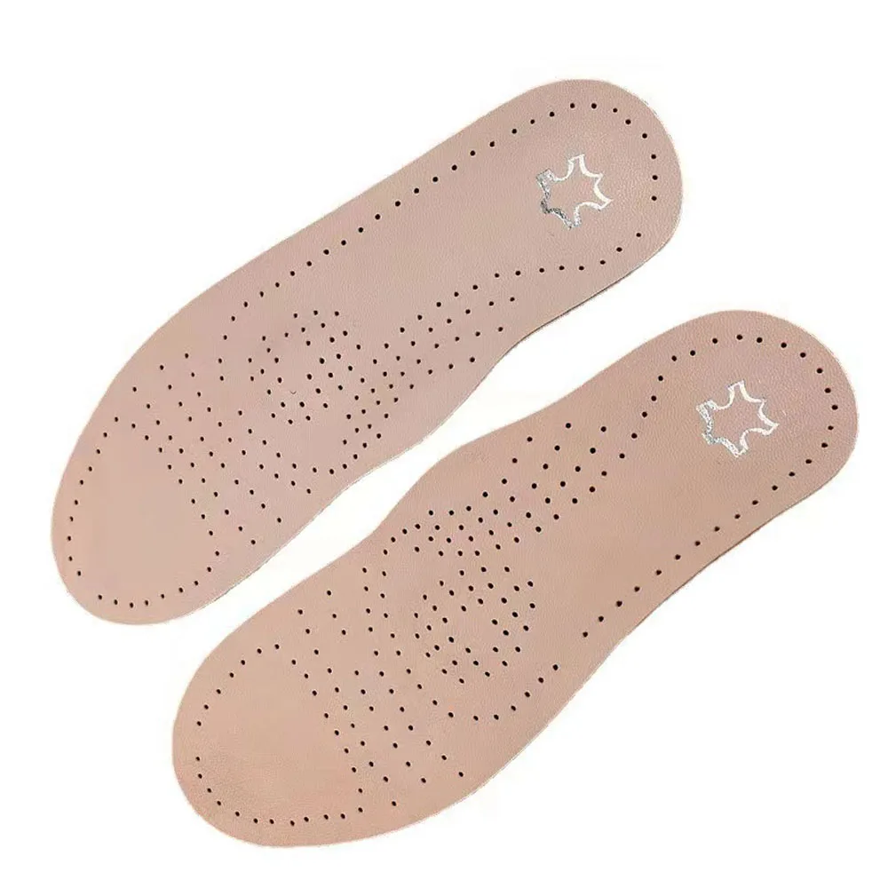 Genuine Leather orthotics Insole for Flat Foot Arch Support varus Plantar fasciiti orthopedic Silicone Insoles for men and women