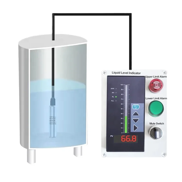 Water Tank Level Monitor Automatic Electronic Level Transmitter Gauge 420ma Water Level Sensor Display Controller for Deep Well