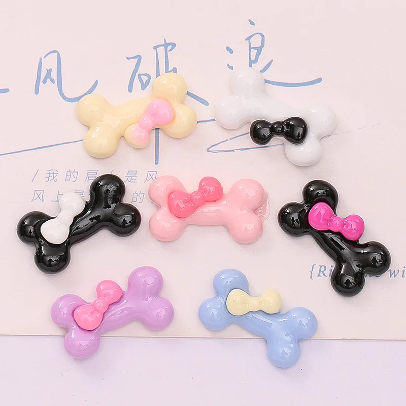 100pcs Kawaii Resin Simulation Cartoon Dog Bone Dog Food DIY Home Decor Miniature Fairy Garden Decoration Dollhouse Accessories