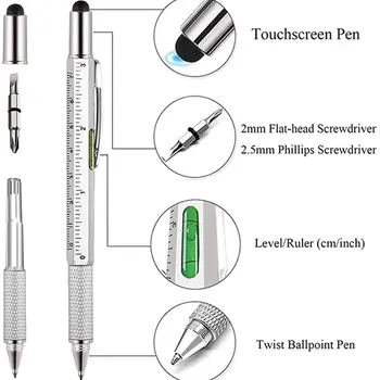 Modern el aracı ile çok fonksiyonlu tükenmez kalem tedbir teknik cetvel tornavida dokunmatik ekran çok Stylus su terazisi