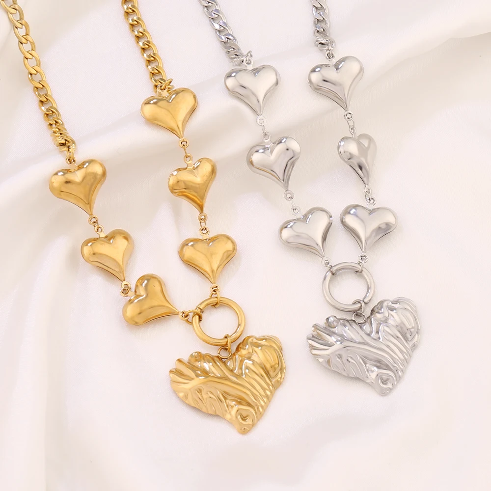 316L الفولاذ المقاوم للصدأ القلب قلادة قلادة موضة الذهب اللون الجوف القلب سحر سلسلة القلائد للنساء مجوهرات