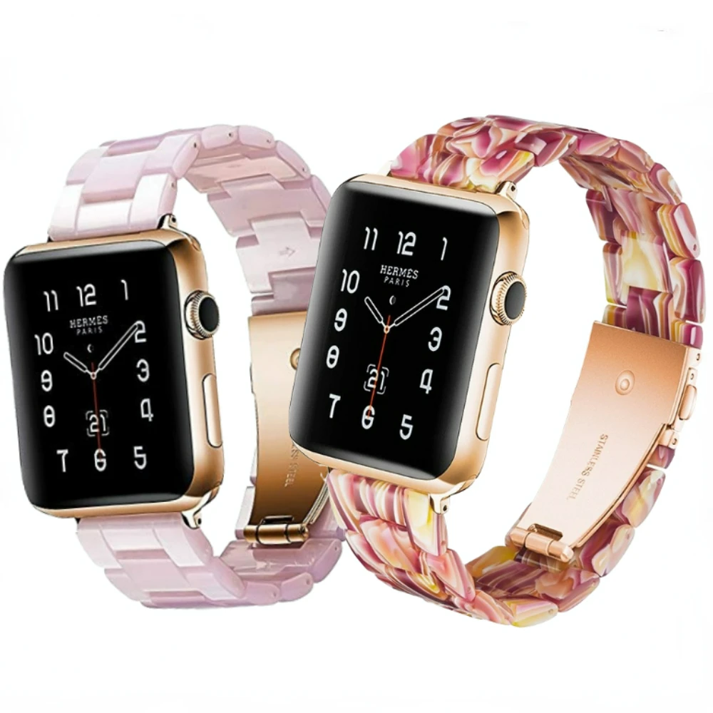 

Resin Strap for Apple Watch Band 49mm 45mm 41mm 44mm40mm 42mm38mm Women Color Bracelet Wristband for iWatch Series Ultra 87654SE