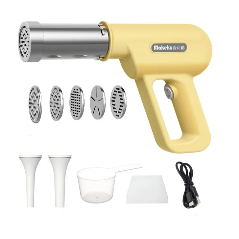 ماكينة صنع المكرونة الكهربائية اللاسلكية المنزلية الصغيرة الأوتوماتيكية بالكامل ماكينة صنع المكرونة المحمولة مسدس صنع المعكرونة السريعة