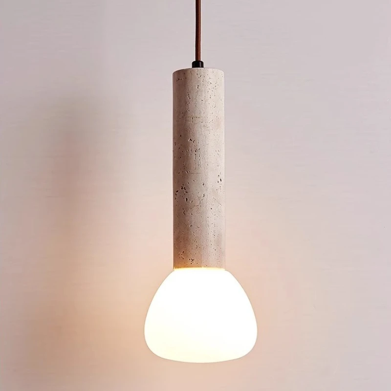 

Nordic Stone LED Pendant Light Suspension Lamps Travertine Chandelier Bedroom Bedside Decor Pendant Lamp Dining Room Resturant