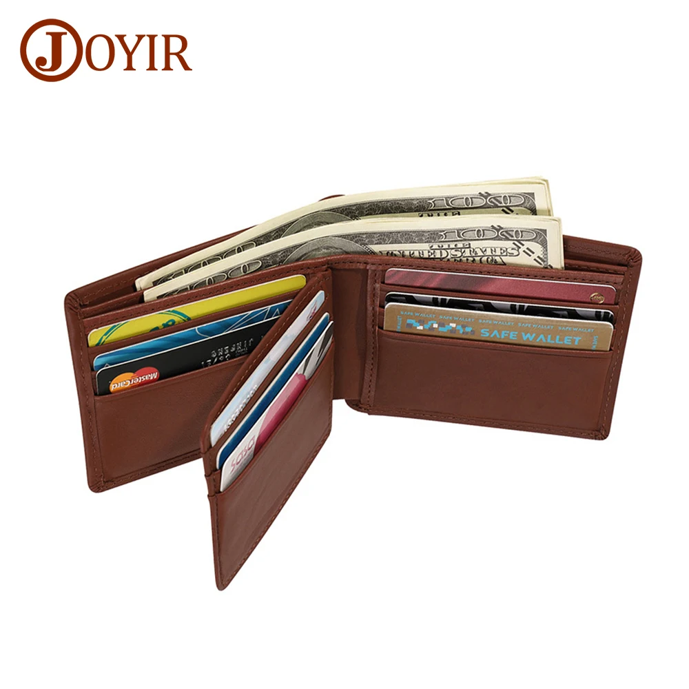 

JOYIR Genuine Leather RFID Wallet Men Wallets Vintage Short Credit Card Holder Solid Carteira Masculina Wallet for Male 2054