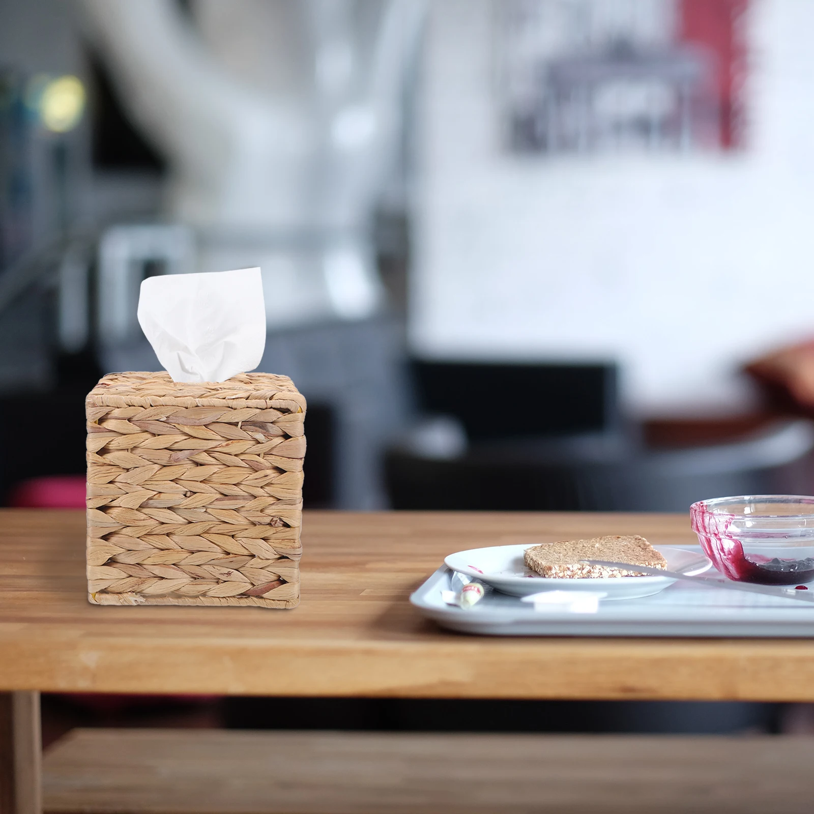 

Straw Woven Box Holder Weaving Tissue Box Napkin Dispenser Car ganizer Vintage Decorative Storage Container Home Use