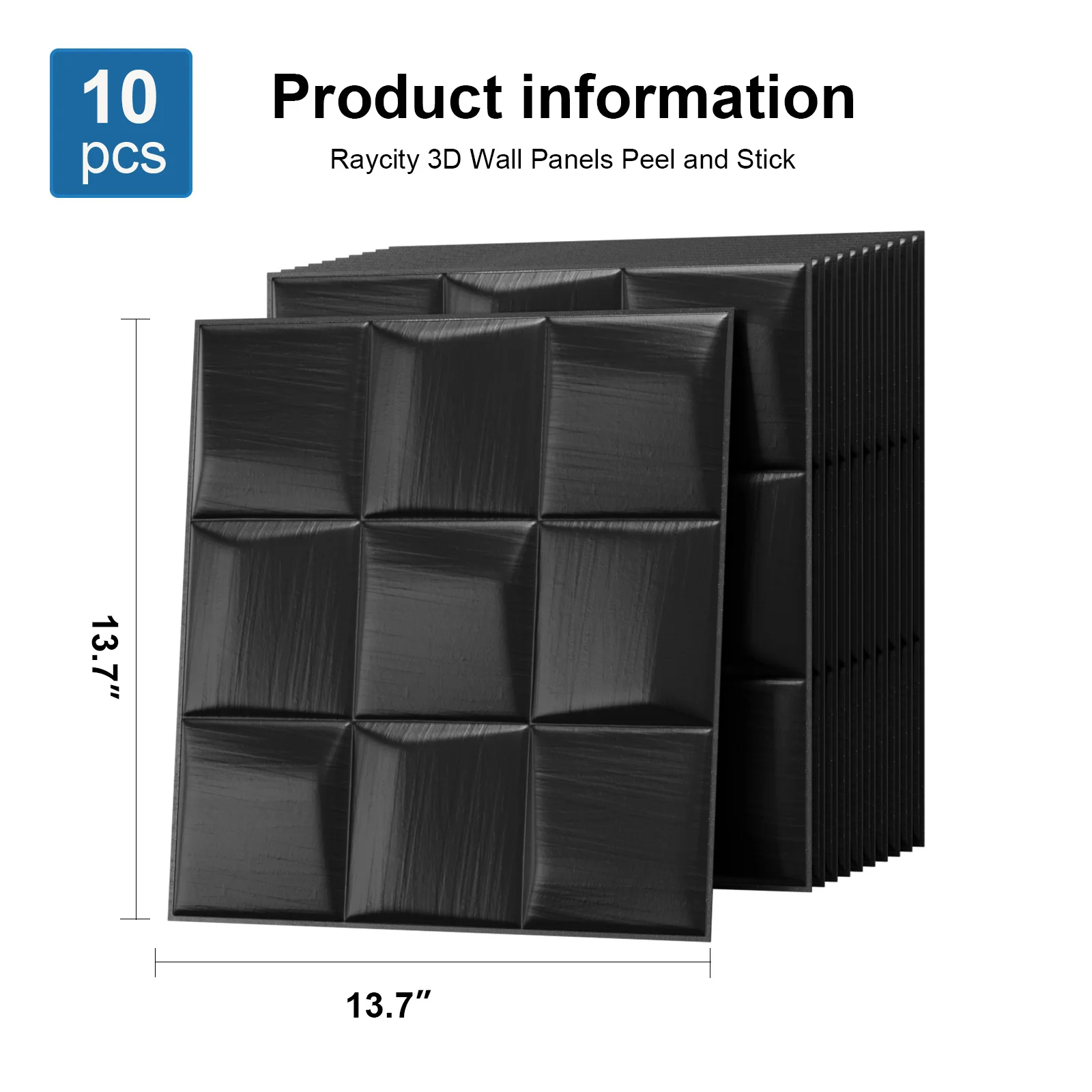 10 buah panel dinding 3D kupas dan tempel, Wallpaper bata hitam 13.7 "* 137" untuk dinding ubin dinding 3D, Wallpaper bertekstur dengan perekat