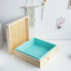 Square Silicone Loaf Mould with Wood Box, Useful Mold for Homemade Cold Process, DIY Craft, Handicraft Kitchen Accessories