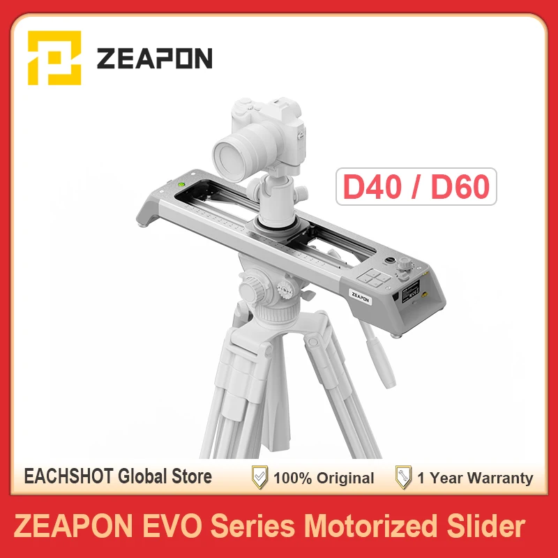

ZEAPON EVO D40 D60 Моторизованный слайдер 125г. ° Панорамный вращающийся тихий моторный слайдер для камеры Dolly с футляром для переноски и управлением через приложение