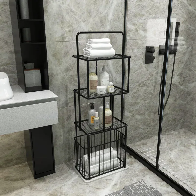 Simple Marble Bathroom Shelf Iron Nordic Luxury Toilet Towel Rack Floor Toilet Storage Shelf Organizer Bathroom Storage