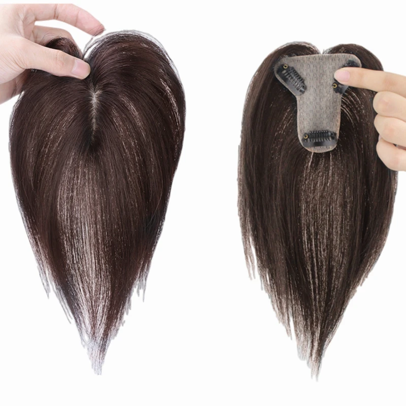 Satifresion الحرير Base7x8 الشعر البشري توبر للنساء الجزء الأوسط كليب في الشعر المستعار مع 3D الهواء بانج الشعر 10 بوصة مستقيم الشعر #3