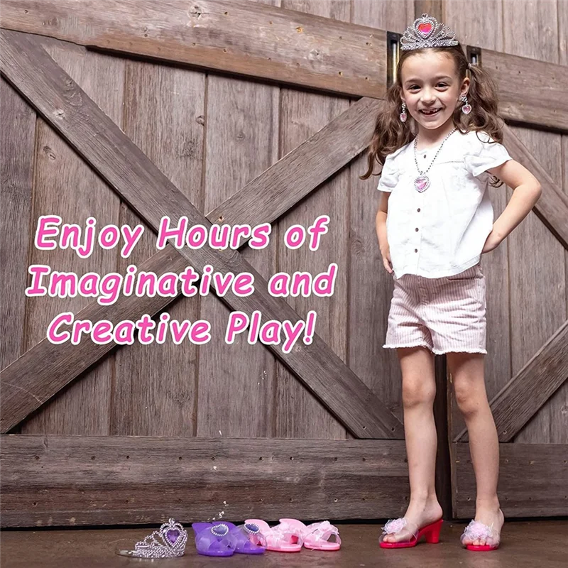 TFORU-Princess Dress Up Shoes للأطفال الأميرة الكعوب التيجان والمجوهرات مجموعة هدايا طفل للأعمار 3، 4، 5، 6، هدية عيد ميلاد أ #6
