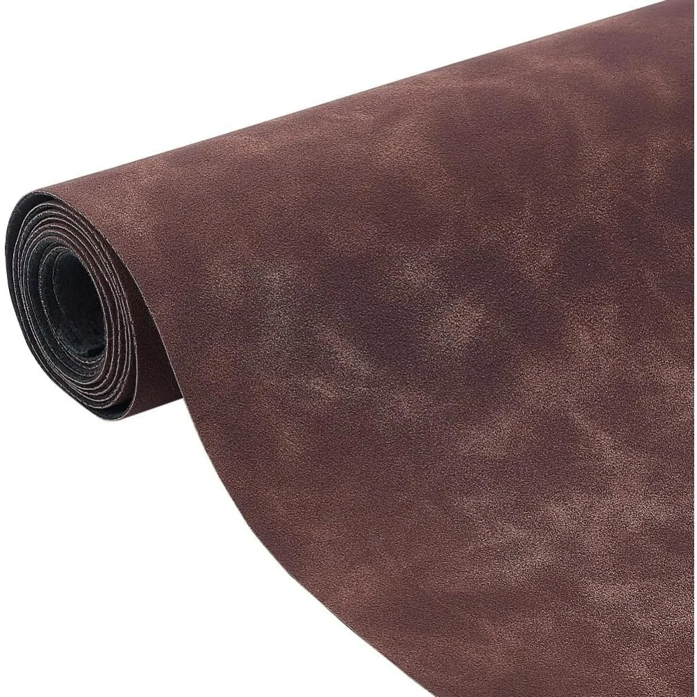 59x13.7 Inches Suede Leather, Frosted Faux Leather Roll Brown Soft Faux Suede PU Suede Sheets Leatherette Fabric for DIY