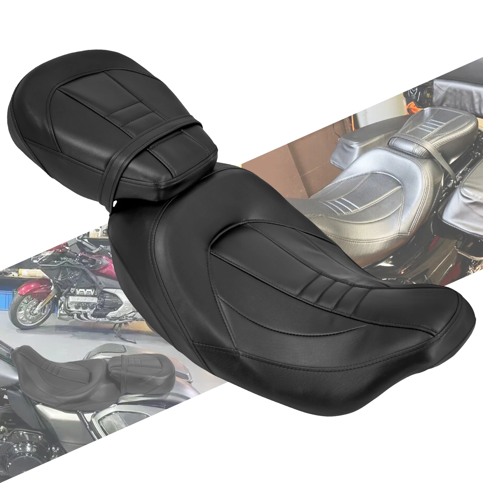 

Motorcycle 2-Up Seat Driver Passenger Front Rear Leather Seat For Harley Touring Road King Street Electra Glide FLTRX 2009-2023