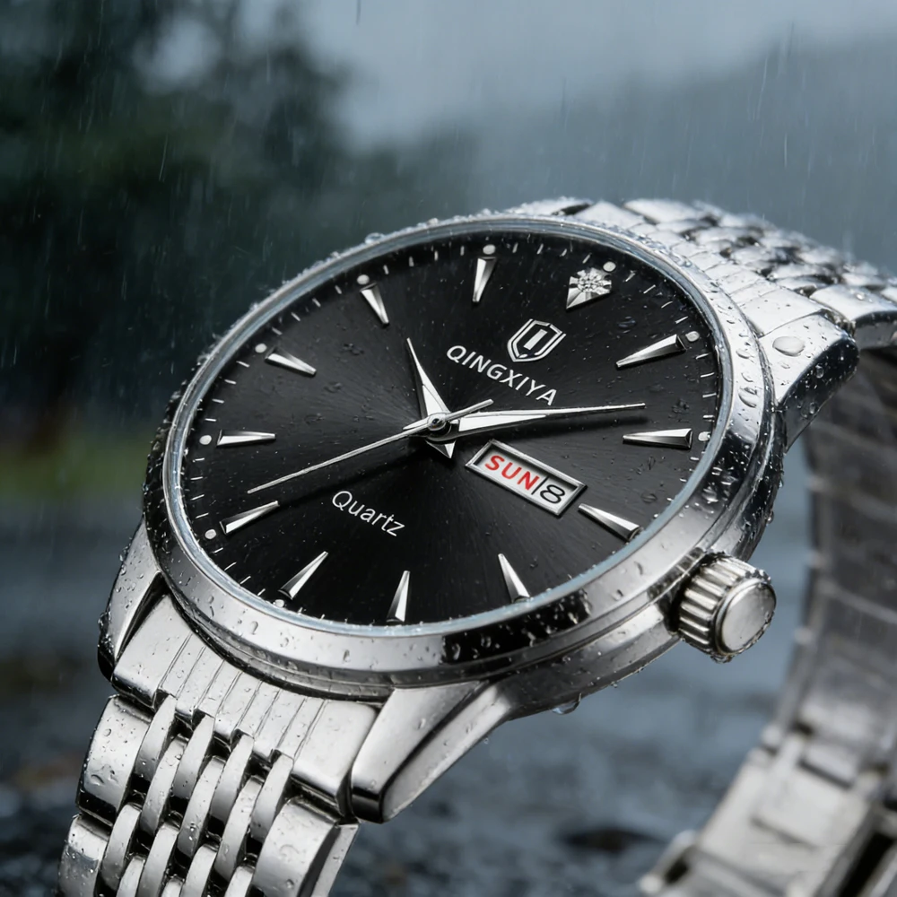 

QINGXIYA — лучший бренд, роскошные мужские наручные часы из нержавеющей стали, водонепроницаемые, светящиеся, с указанием дня недели и даты, мужские часы высокого качества, мужские кварцевые часы
