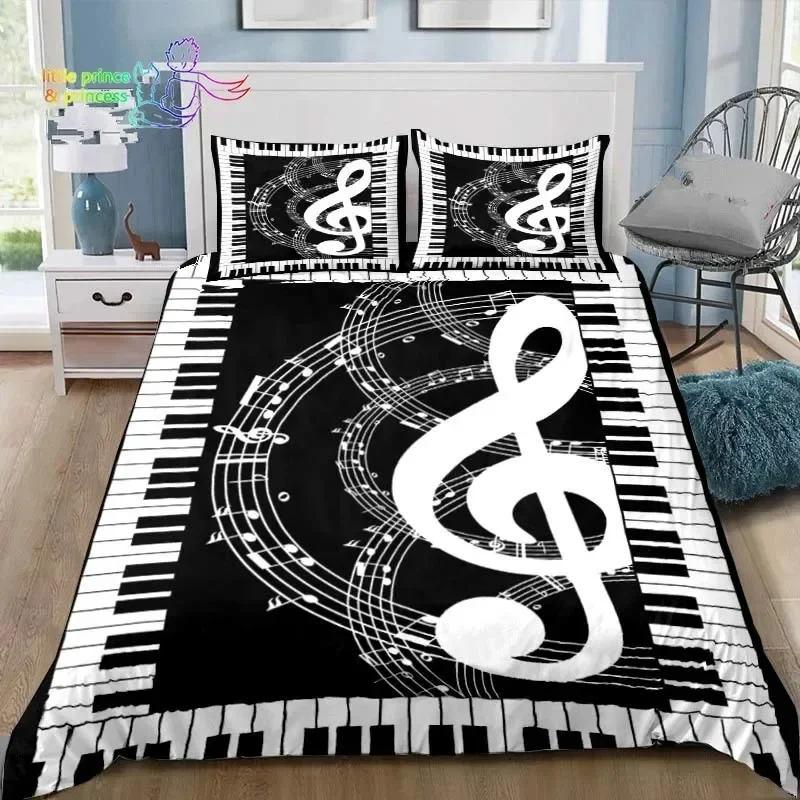 Music Note Piano Comfortable Duvet Quilt Cover Pillowcase Bedding Set Children Bedroom Decoration Home Textile