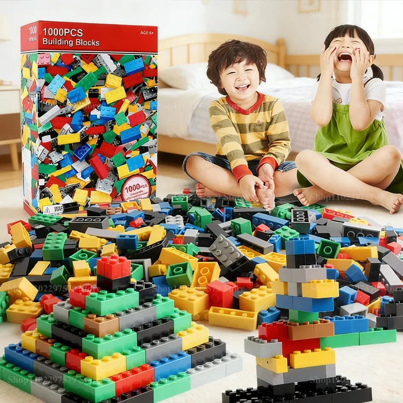 1000 DIY Creative Multiple Colors Building Blocks Bulk Set Urban Classic Building Blocks Compatible Leg0 Assembled Kid Toy Gifts