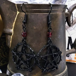 Gothic Alternative Pentagram Earrings Black Witchcraft Geometric ear Hooks Jewelry For Women Girls Astrological Accessories Gift