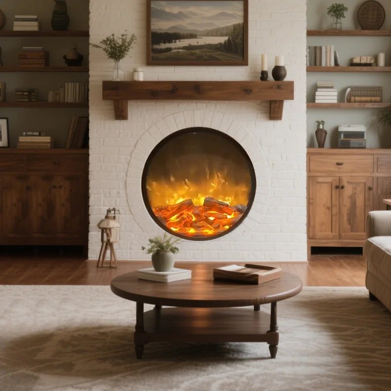 

Многофункциональный встроенный объемный звук, бестселлер с круглым электрическим камином размером 8+3 цветов пламени