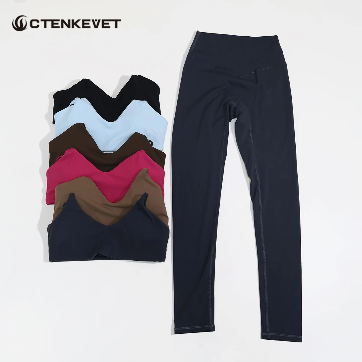 

Ультрамягкий женский спортивный комплект из 2 предметов: топ без рукавов и леггинсы с высокой талией, дышащие, для фитнеса и йоги.