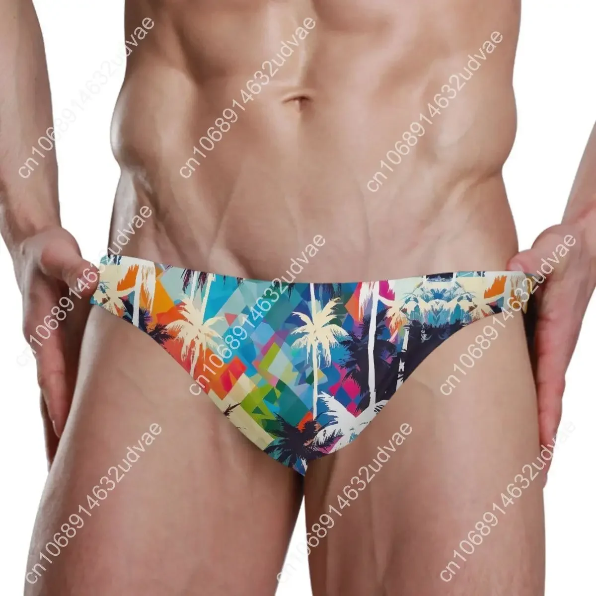 Heren sexy bikini badpak badmode sneldrogende print slips
