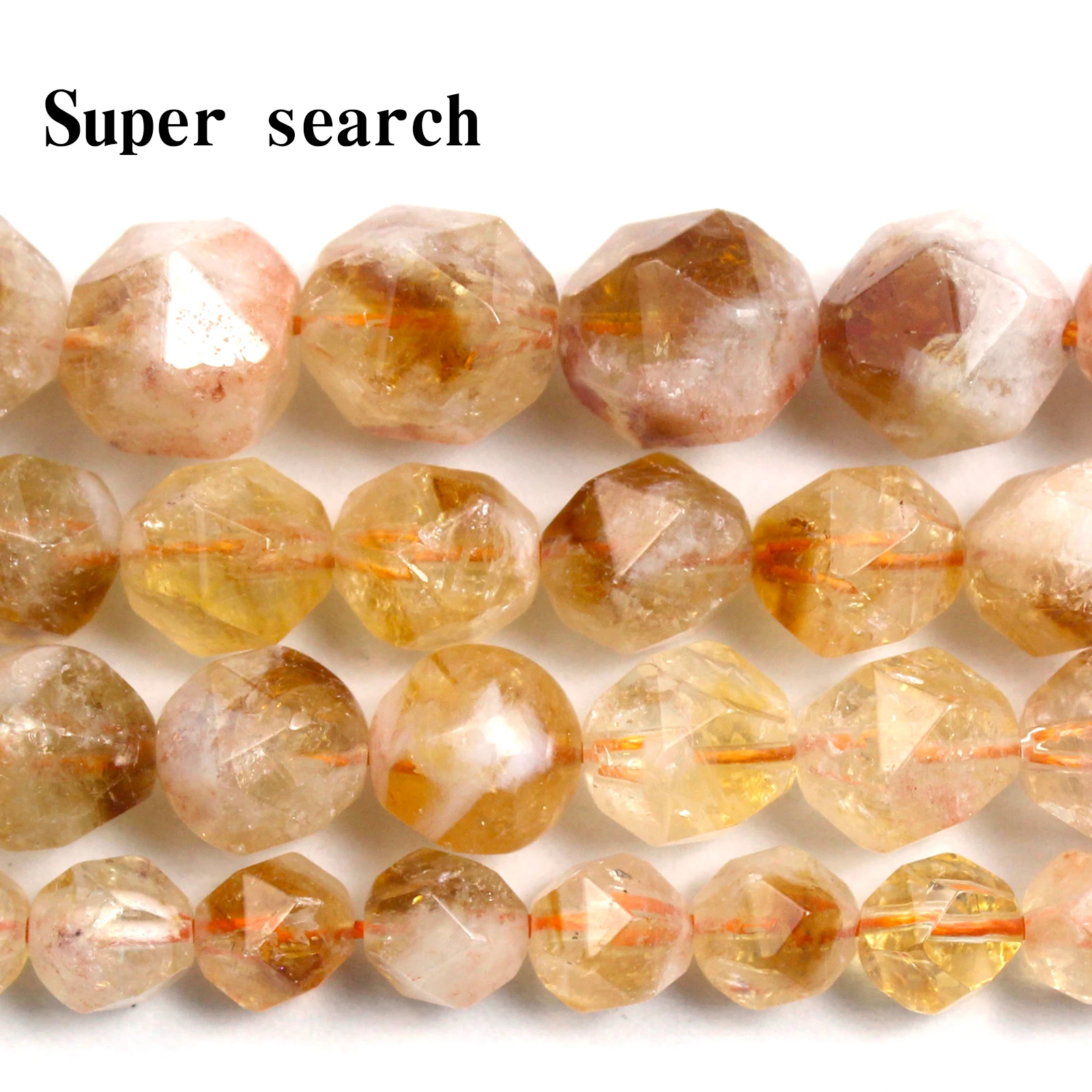 Natural Stone Yellow Crystal Citrine Cut Round Loose Beads 6 8 10 mm for Jewelry Making DIY Necklace Bracelet Charm Accessories