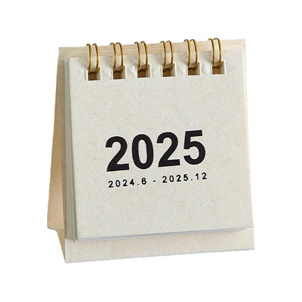 2025 Retro Simple Solid Color Desk Calendar Desktop Mini Paper Table Daily Calendar Stand Yearly Agenda Organizer Planner Z0X9