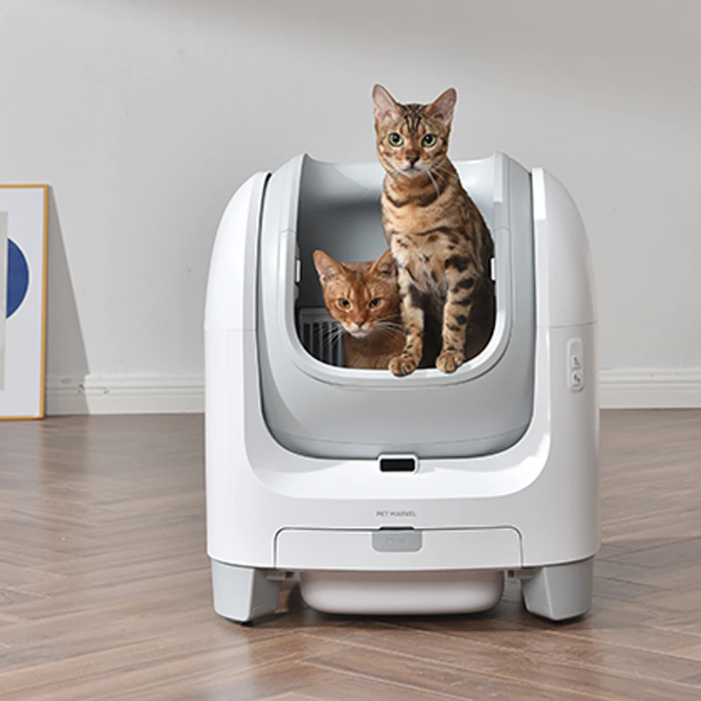 Automatic Open-Top Cat Litter Box Self Cleaning With APP Control Weight Monitoring Odor-free Smart Cat Toilet For Cat Up To 10kg