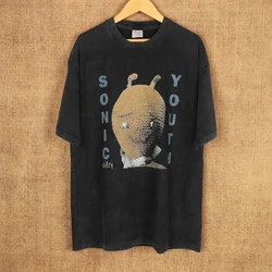Sonic Youth T-Shirt Dirty Experimental Grunge Bauhaus Pixies Washed Retro Men's Clothing Short Sleeve Printed Loose Top Shirts