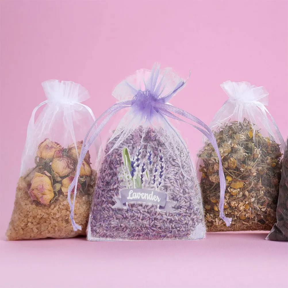 

20Pcs Lavender Sachets Empty Drawstring Mesh Bags Small Gauze Organza Pouches for Closet Storage Fragrance Holder Small Mesh