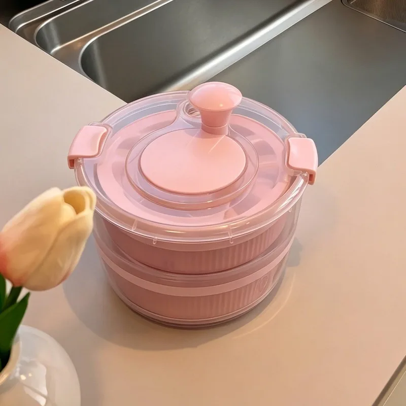 anual Salad Spinner, Kitchen Fruit Vegetable Drain Basket, Greens Washing Dehydrator
