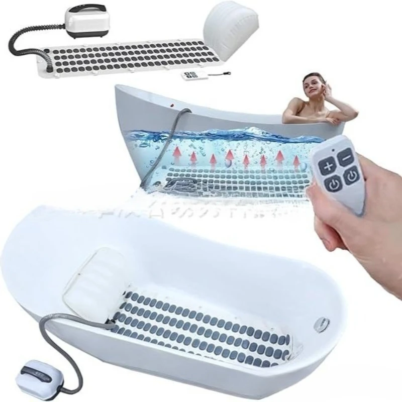 

Portable Bath Bubble Bath Machine: with non-slip mat, electric air pump, inflatable pillow and wireless remote control