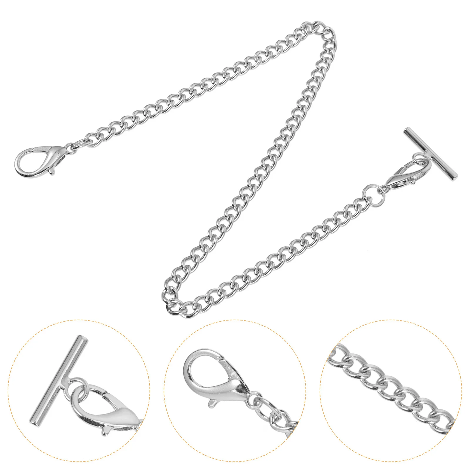 

Pocket Watch Chain T Bar Clasp Hanging Link For Vest Jeans Clothing Decor Diy Accessory Gift Mens Waistcoat Chain