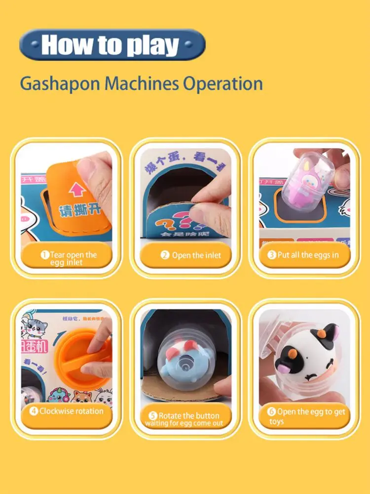 Gachapon Machines Blind Box met 6 stks Willekeurige Capsule Ei Kerst Draaimachine Kartonnen Doos met Capsule Speelgoed voor Kinderen