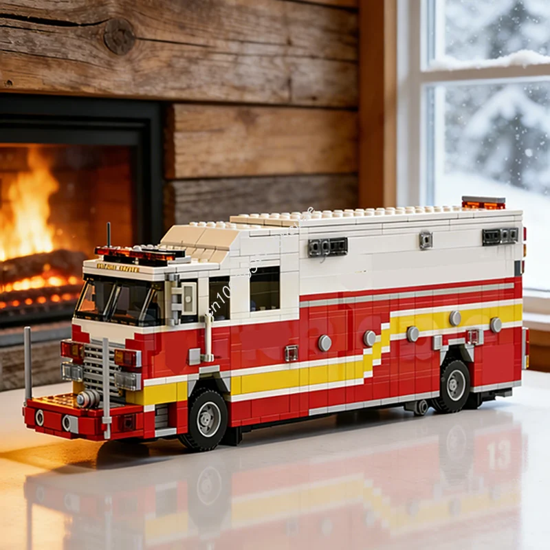 

1475 деталей MOC: Модель пожарной машины «Пирс Ароу» (HazMat City Fire), конструктор, развивающая игрушка, креативный подарок на Рождество