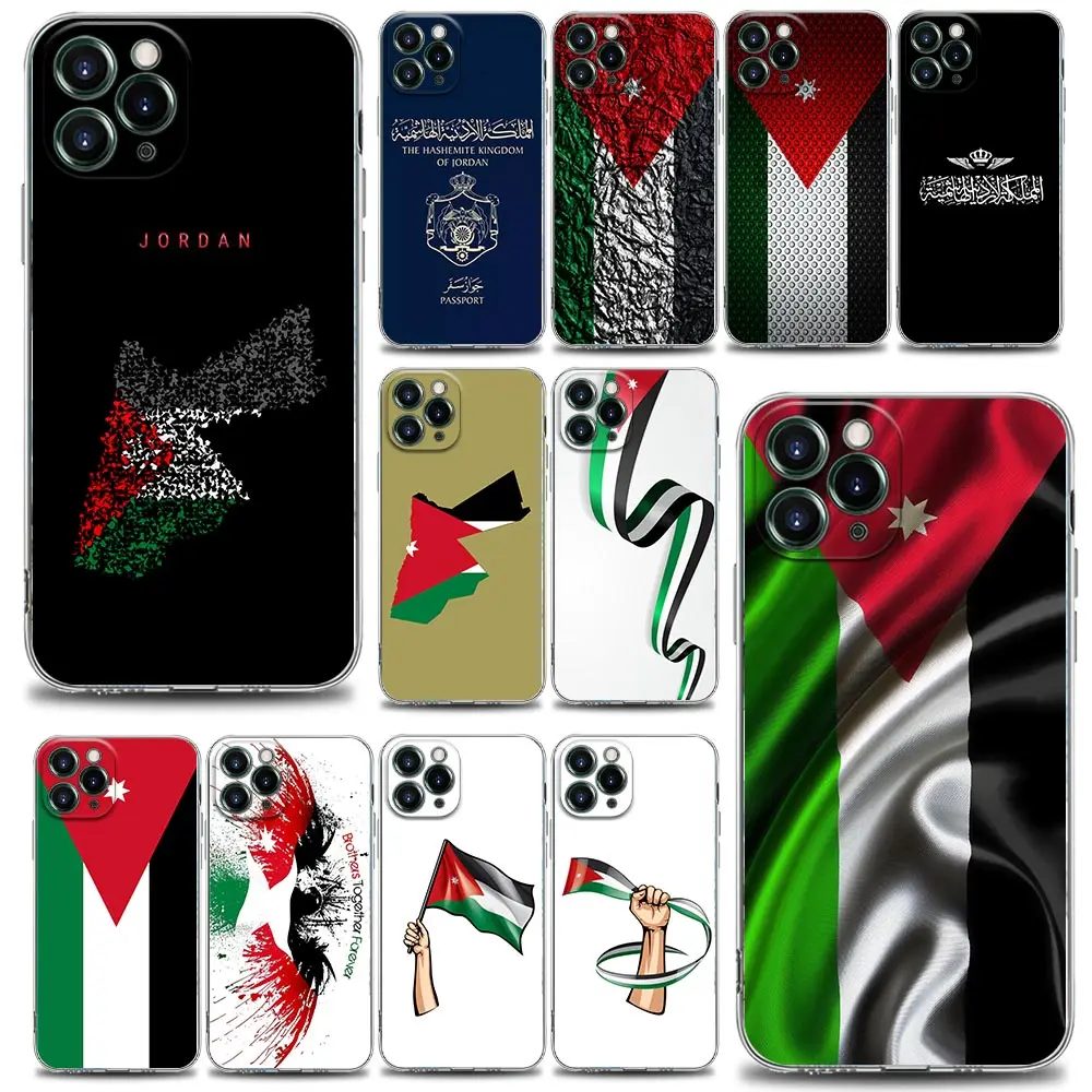 

Jordan Passport Flag Map Clear Phone Case For iPhone 17 16 15 14 13 12 11 Pro Max Cases iPhone 16E 17 AIR 15 Plus Silicone Cover