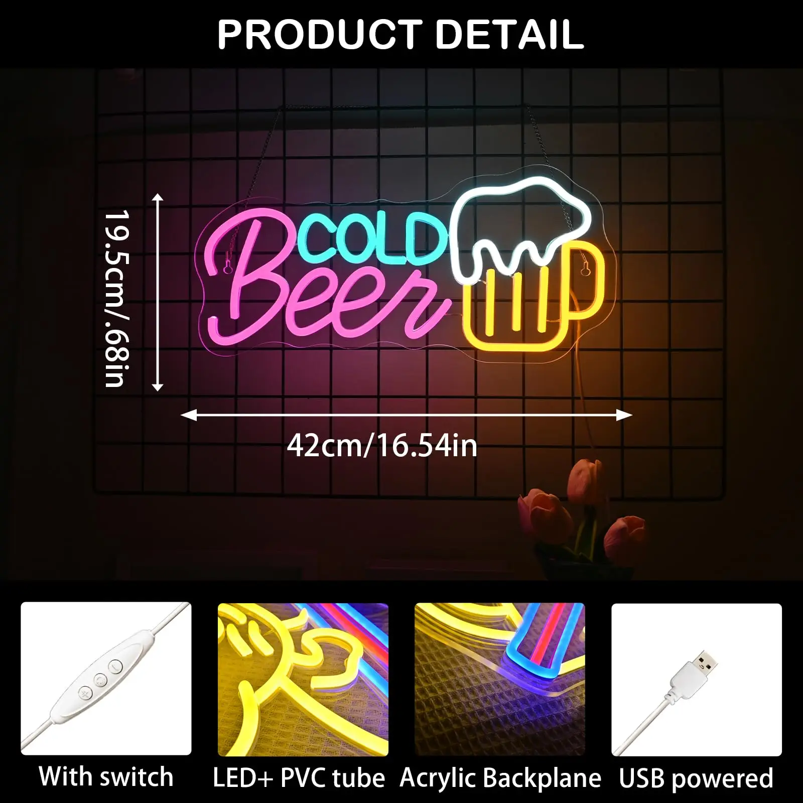 البيرة الباردة النيون علامة LED ضوء تسجيل الديكور لشريط المطبخ مطعم رجل كهف الأطراف عربة الملحقات أفضل هدية للأصدقاء #3