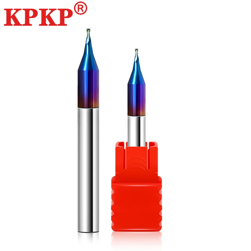 Imagem -04 - Máquinas Cnc Pequeno Fresador Ferramentas Azul Nano Revestimento Carboneto de Aço de Tungstênio 2f Micro Diâmetro Flat Ball End Mill Hrc65