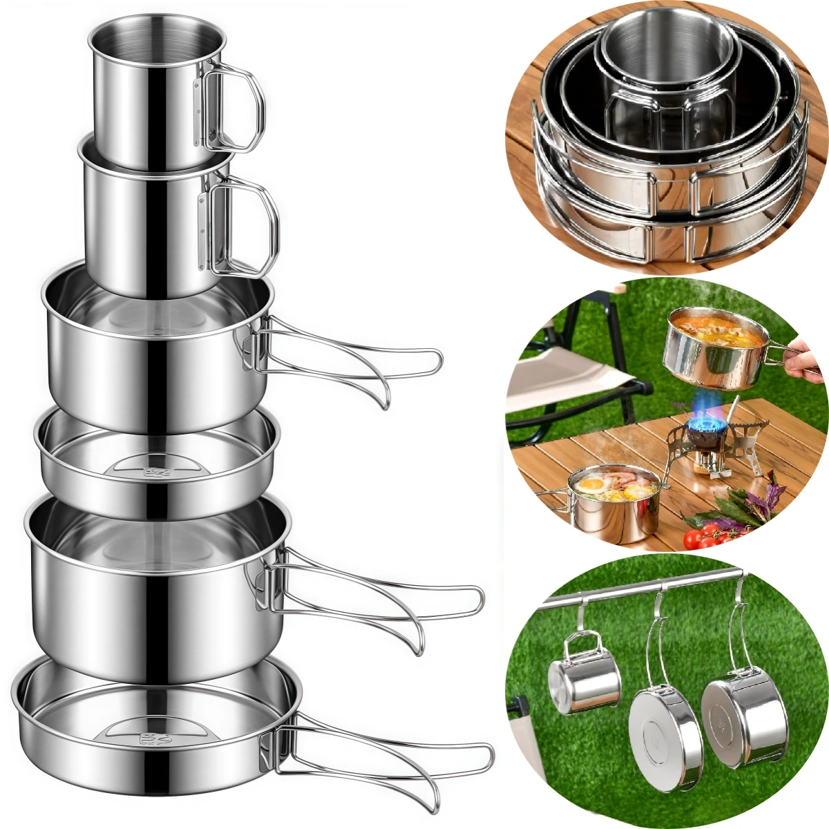 

Outdoor Gatherings 15x15x10cm Camping Cookware Set Backpacking Cookware For Trips Cooking Set Portable Cooking Set