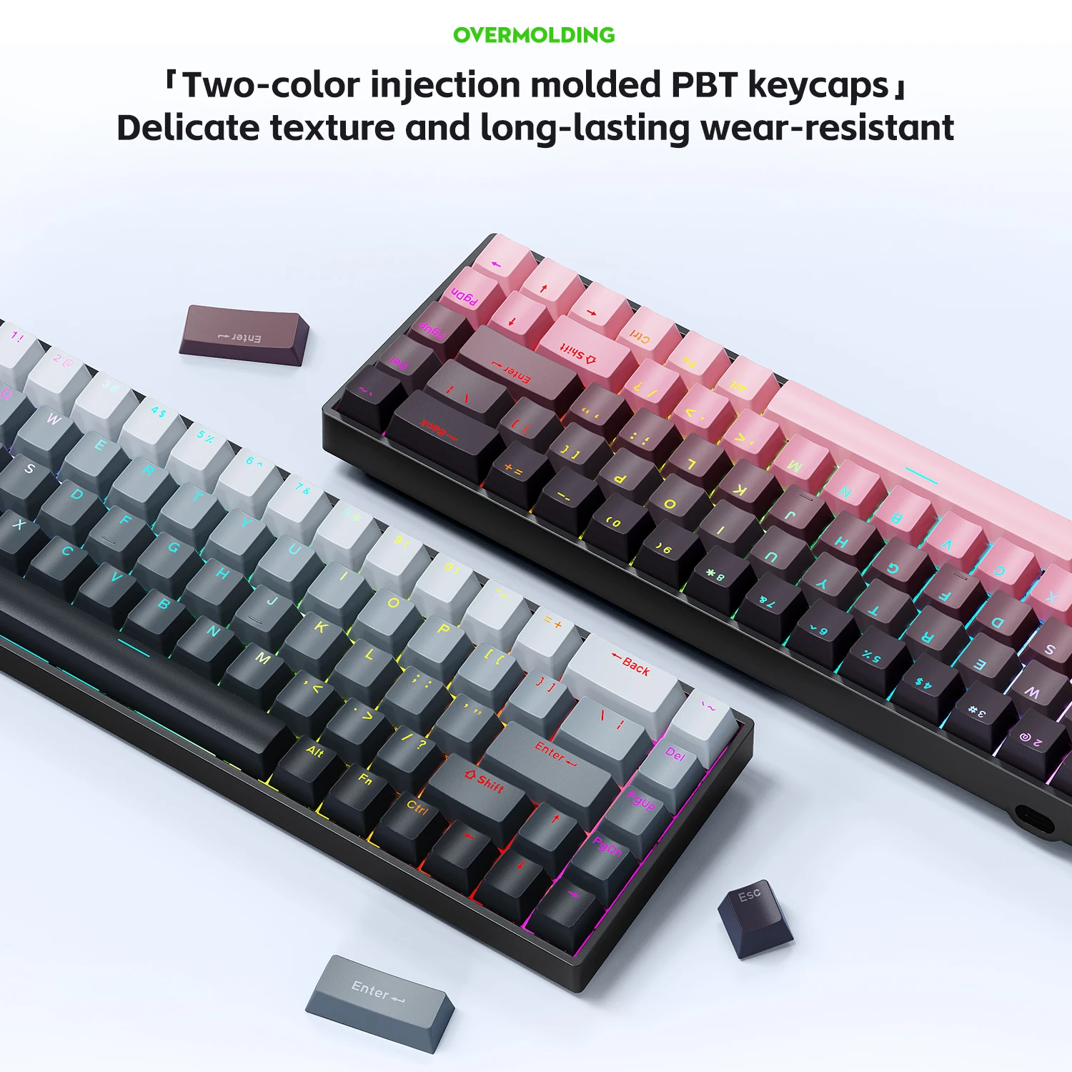 K68    68Key Wireless Mechanical Keyboard Tri-mode Connection,Full Key Hot Swap,RGB lighting Effects,Gasket Muffler Structure, L