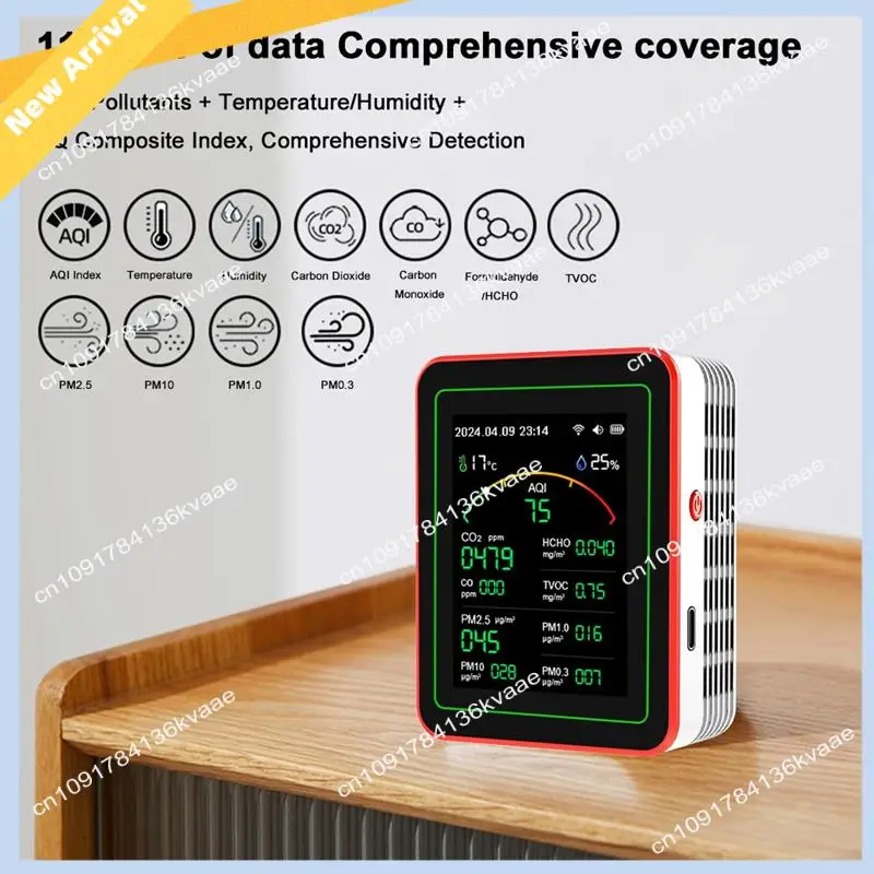 M01K Tuya Wifi 15 en 1 Detector de calidad del aire portátil para el hogar AQI PM0.3 PM1.0 PM2.5 PM10 CO CO2 TVOC HCHO probador con montaje