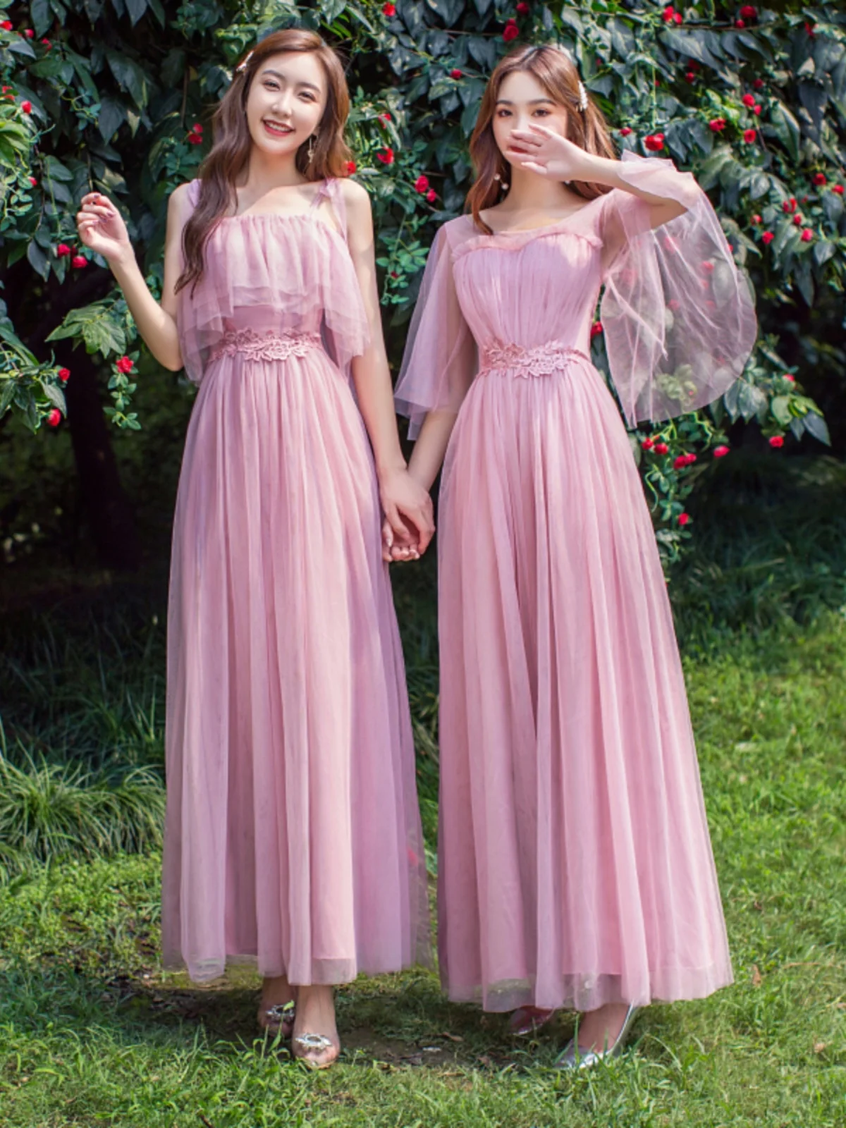 

Вечернее платье Ele Bridal Maids для выступлений, в корейском стиле, с вышивкой, А-силуэт, длинный рукав, из полиэстера