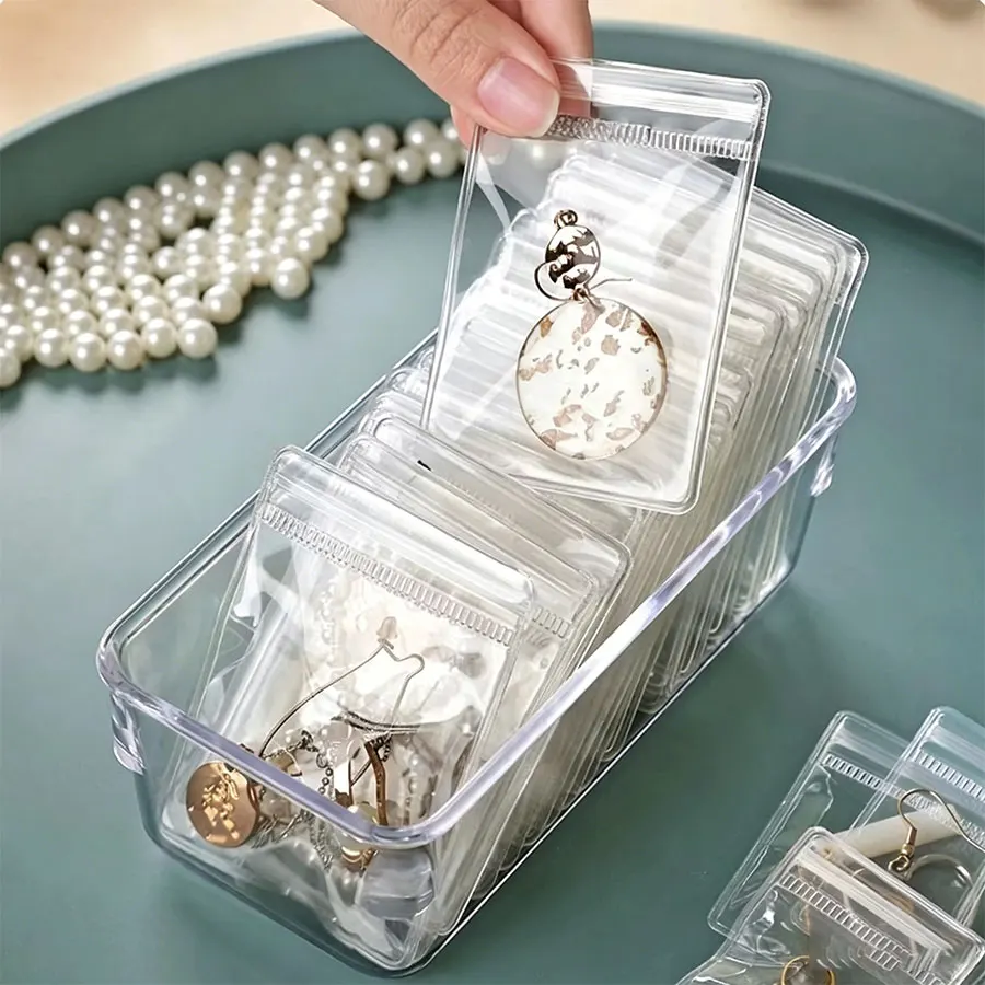 Clear Anti-Tarnish Anti-Oxidation Jewelry Storage Box Set, Multi-Grid Drawer Jewellery Organizer for Dresser Desktop, Dustproof Display Case for Women Earrings Rings Necklaces Bracelets Small Accessories