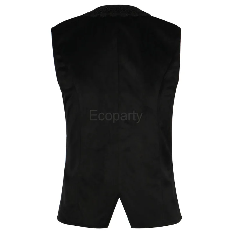 Men Medieval Retro Steampunk Vest Victorian Embroidery Gothic Waistcoat Black Sleeveless Jacket Adult Halloween Cosplay Costume