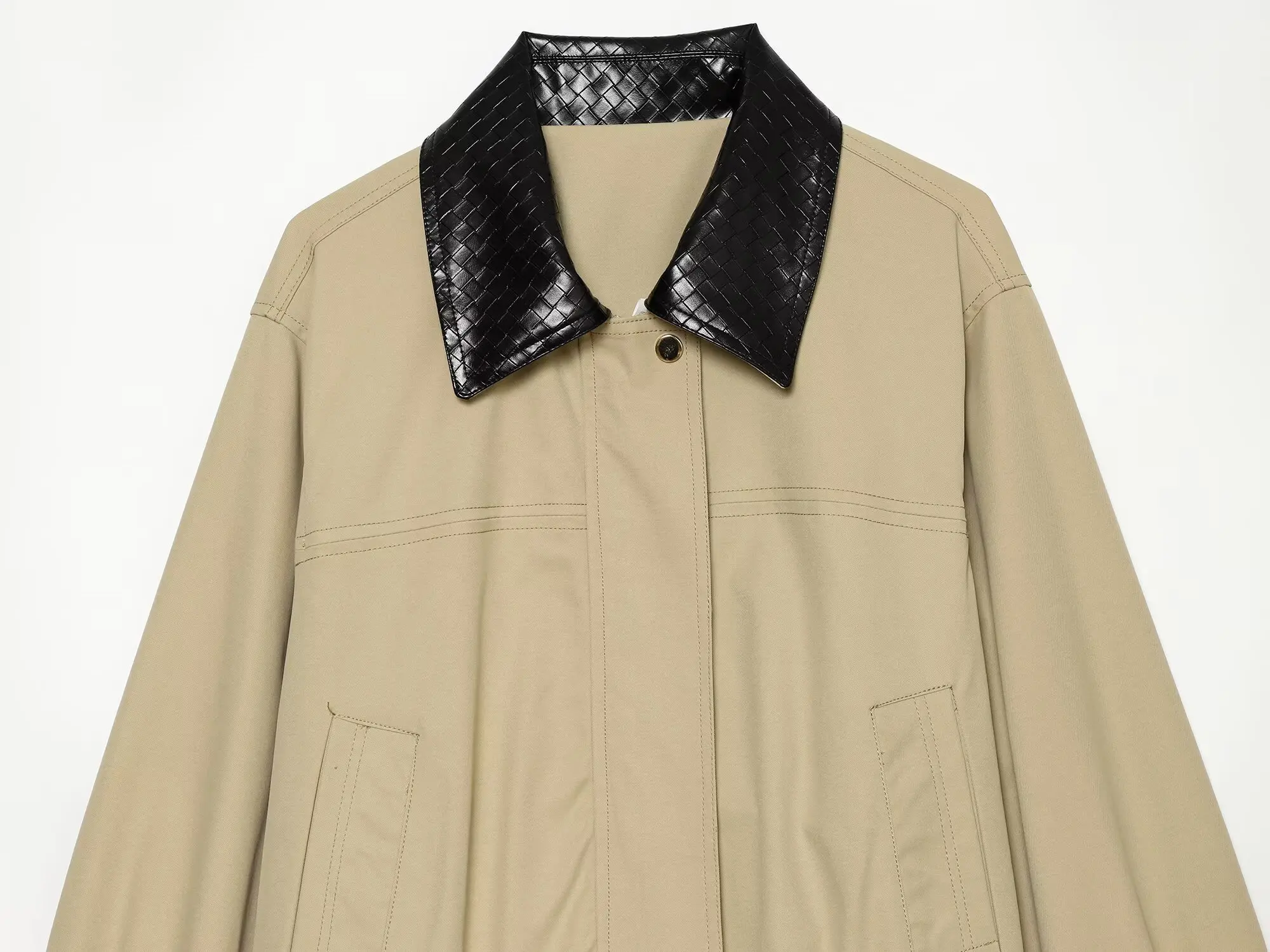 KLKXMYT Damen Bomberjacke 2026 Neue Mode Leder Revers Reißverschluss Mantel Weibliche High-Street Langarm Neue Jacken ﻿ – Detail 7