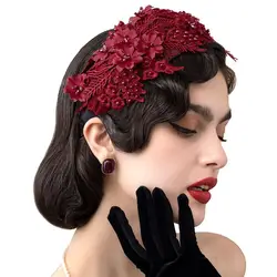 New Lace Fascinators Headband for Women Tea Party Hat Brides Birdcage Veil Headband 1920s 50s Accessories Church Hats Headwear