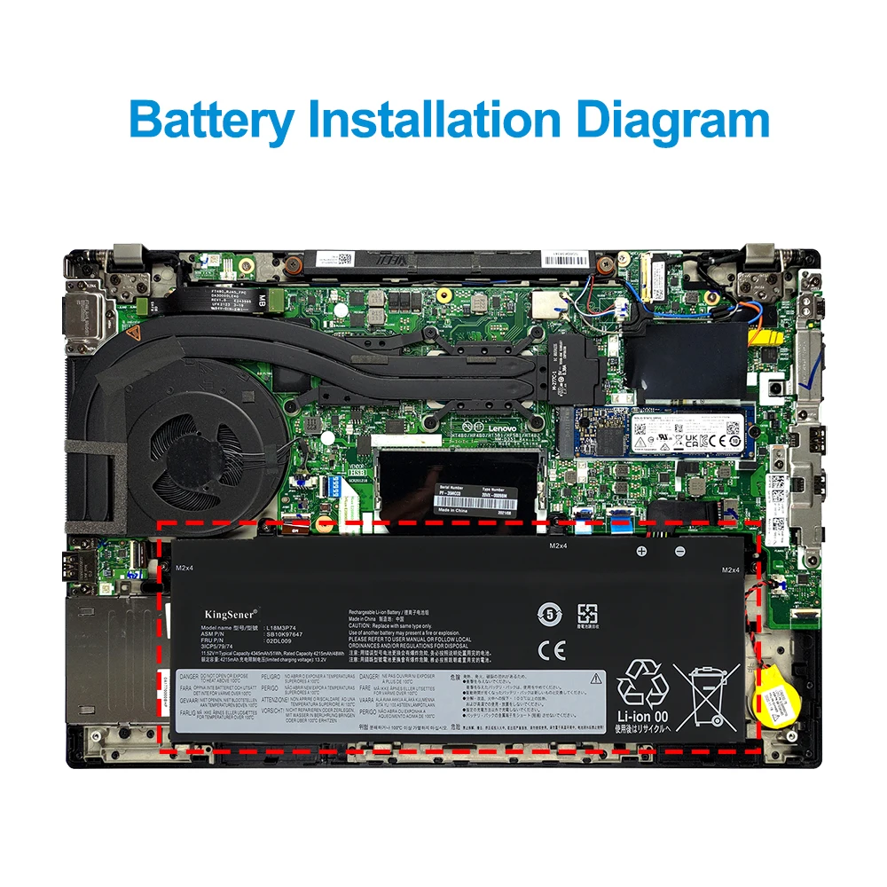 Bateria KingSener L18C3P72 do Lenovo ThinkPad T490 T495 P43S P14s T14 Gen 1st 2nd L18C3P71 L18L3P73 L18M3P74 L18M4P73 L18M4P74 — zdjęcie produktu 5
