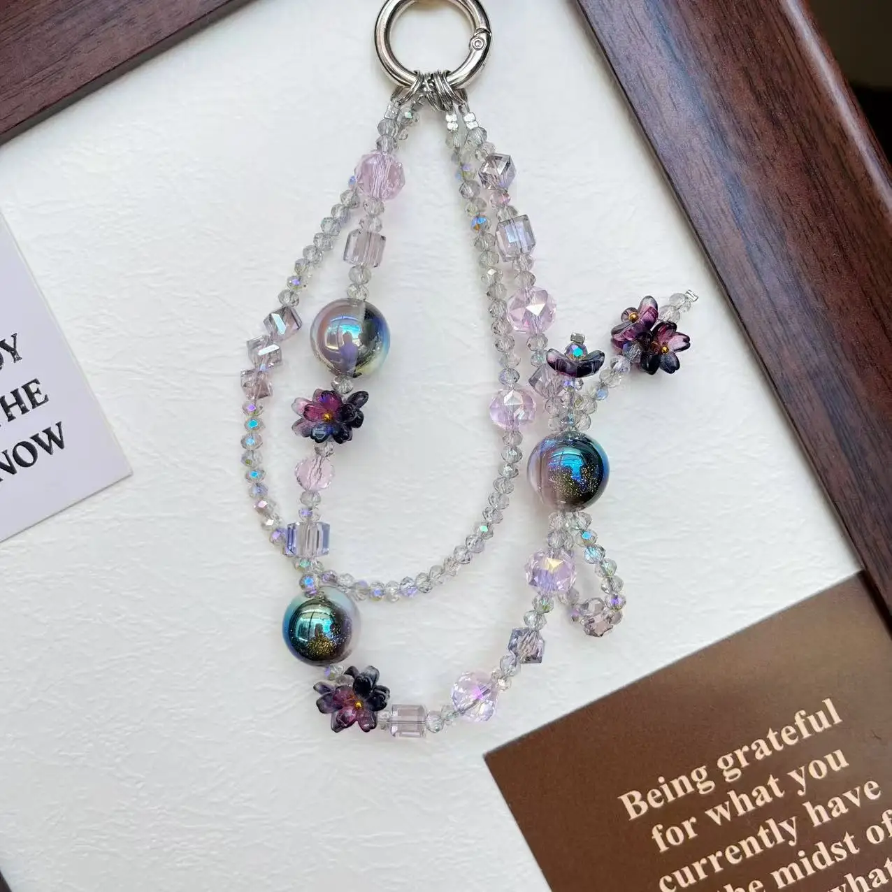 

Pink Sweet Cool Wind Crystal Mobile Phone Chain Creative DIY Pendant Anti-Lost Keychain Bag Trailer Hanging Gypsy Accessories