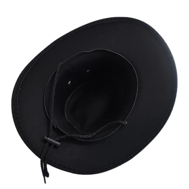 New Artificial Suede Western Cowboy Hats Vintage Big-edge Gentleman Cowgirl Jazz Hat Holidays Party Cosplay Hat